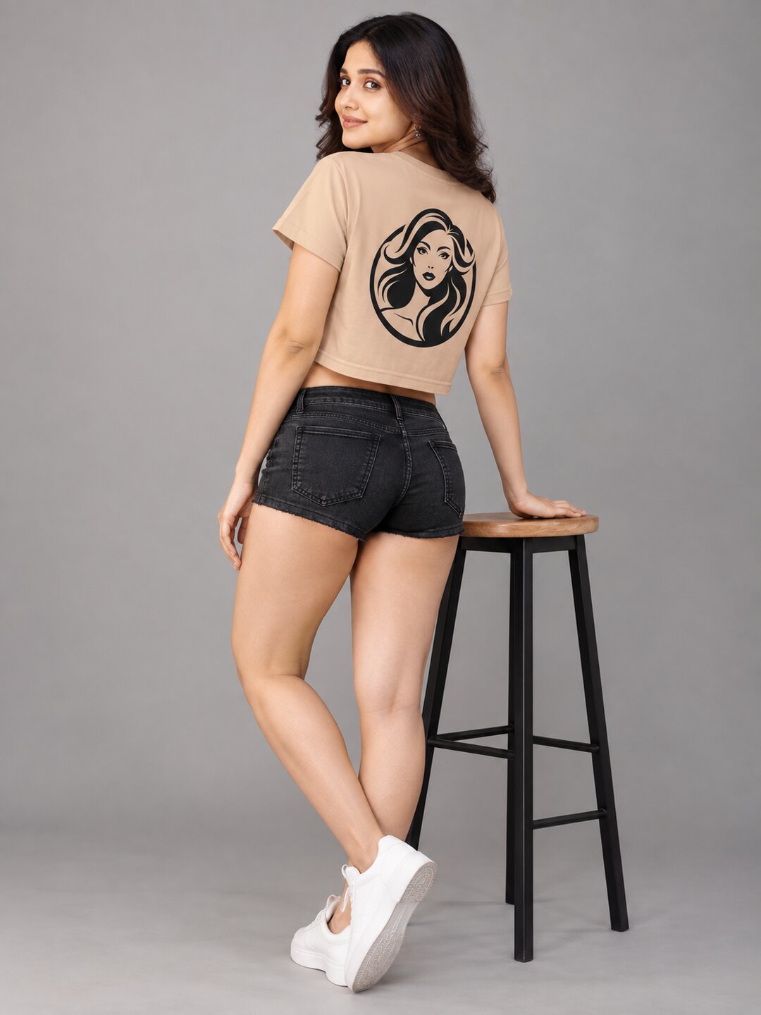 MirrorUrself Printed Round Neck Crop Pre-customized Tshirt for Women