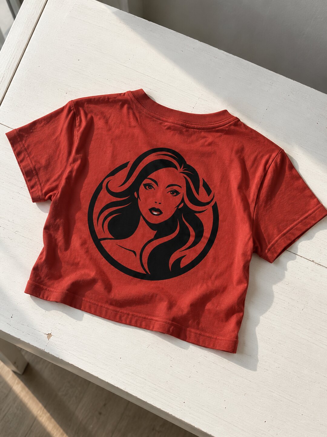 MirrorUrself Printed Round Neck Crop Pre-customized Tshirt for Women