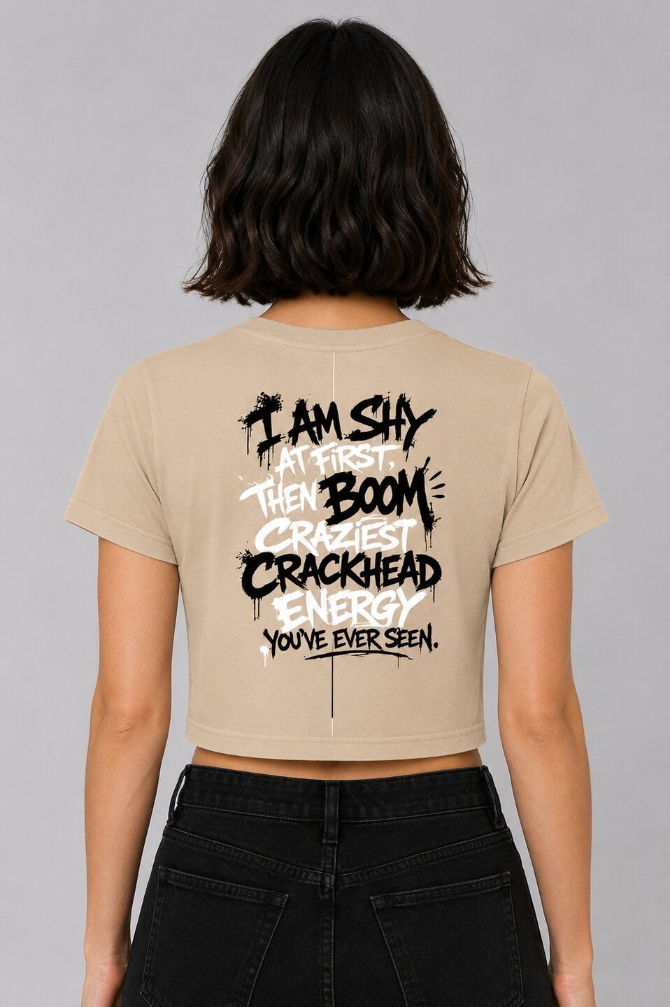 Shy & Bold Printed Round Neck Crop Pre-customized Tshirt for Women