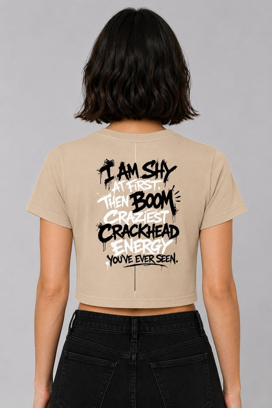 Shy & Bold Printed Round Neck Crop Pre-customized Tshirt for Women