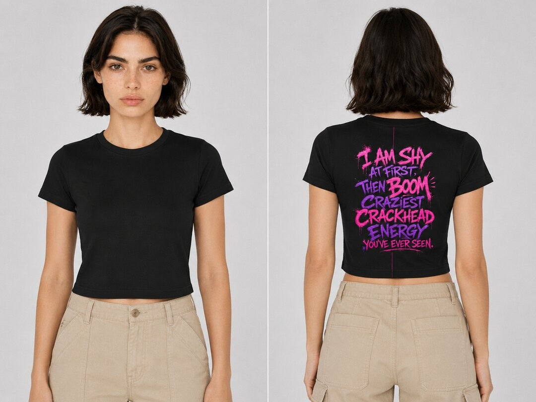 Shy & Bold Printed Round Neck Crop Pre-customized Tshirt for Women