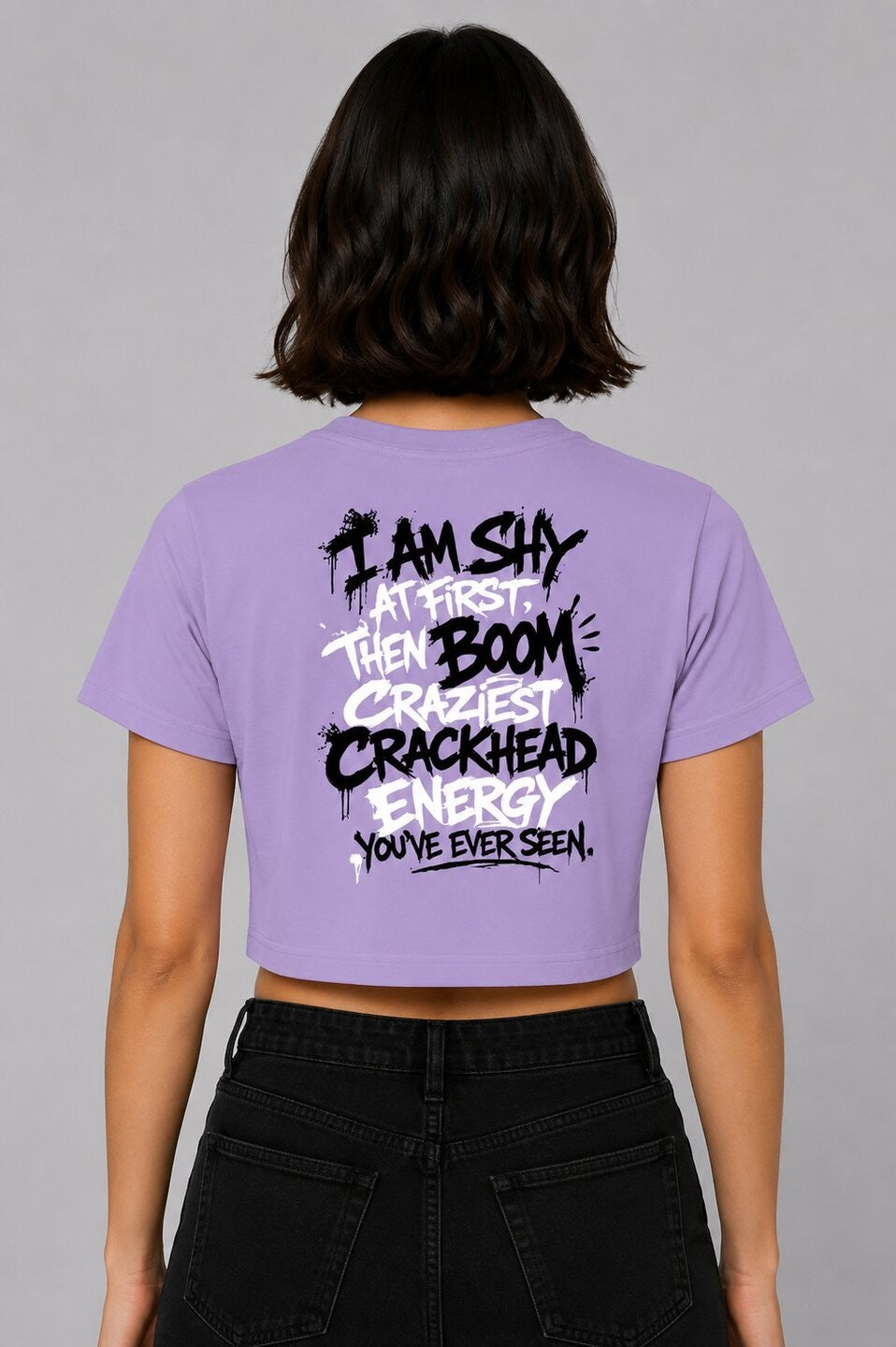 Shy & Bold Printed Round Neck Crop Pre-customized Tshirt for Women