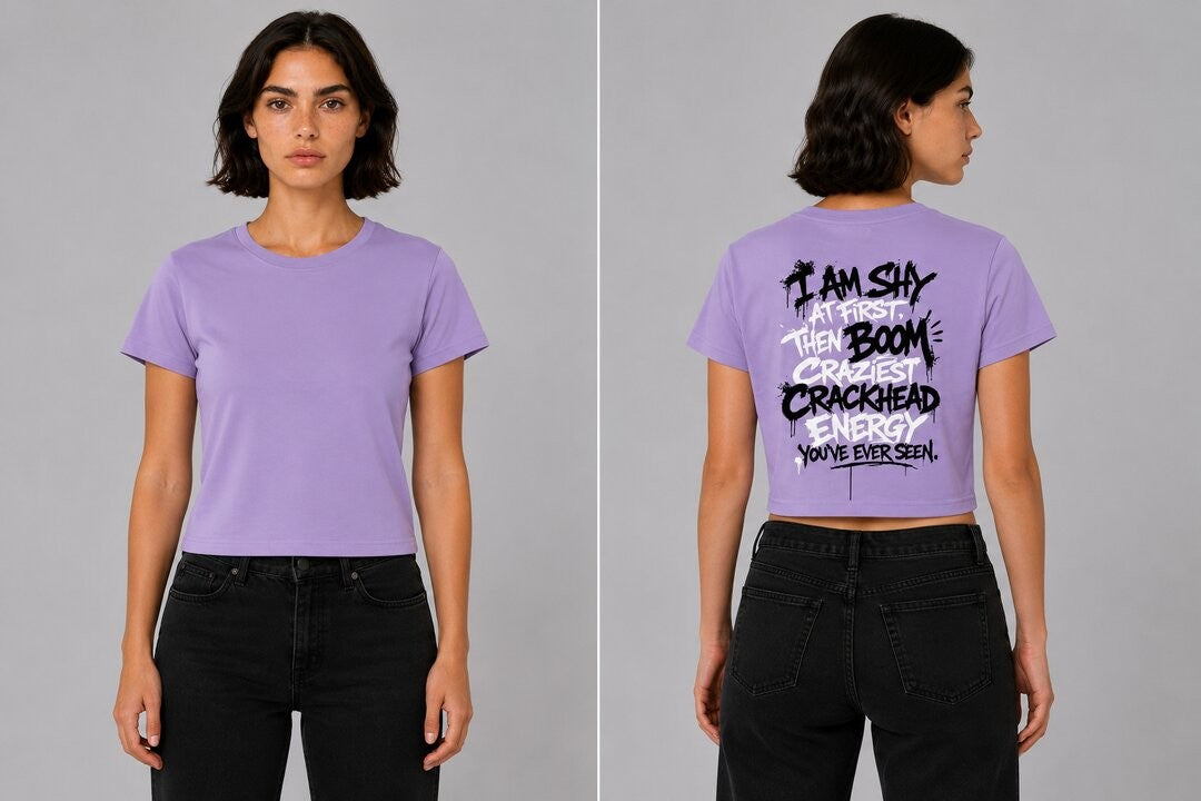 Shy & Bold Printed Round Neck Crop Pre-customized Tshirt for Women