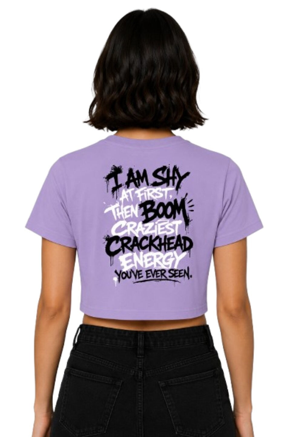 Shy & Bold Printed Round Neck Crop Pre-customized Tshirt for Women
