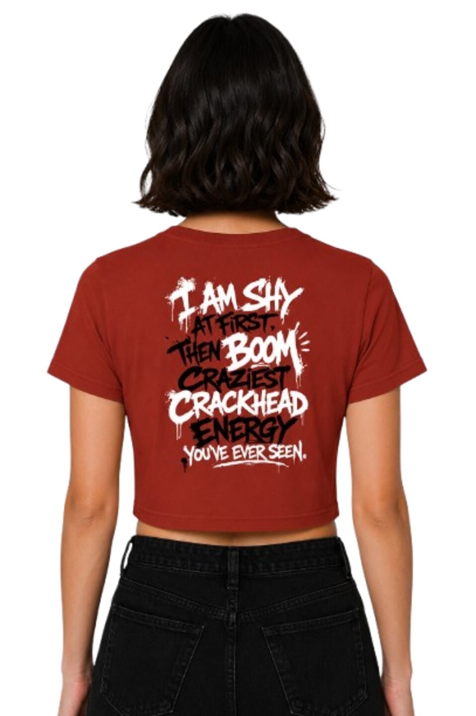 Shy & Bold Printed Round Neck Crop Pre-customized Tshirt for Women