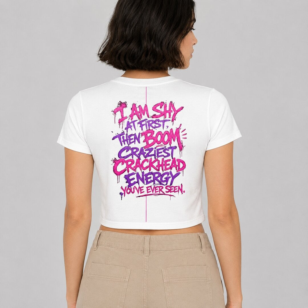 Shy & Bold Printed Round Neck Crop Pre-customized Tshirt for Women