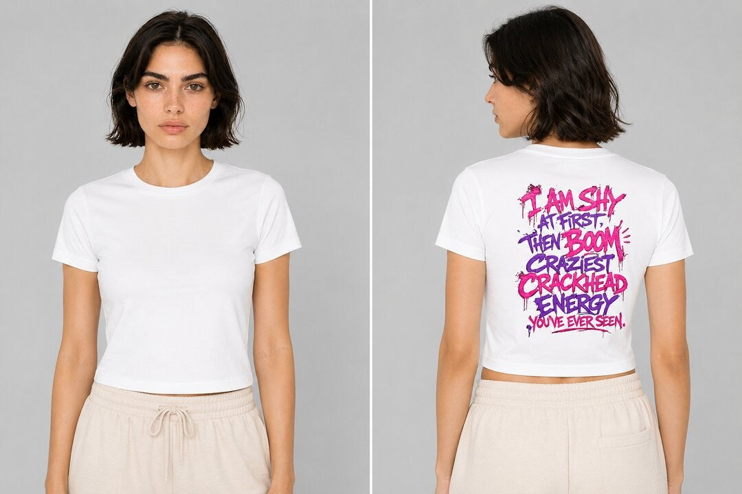 Shy & Bold Printed Round Neck Crop Pre-customized Tshirt for Women