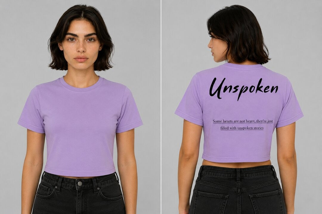 Unspoken Printed Round Neck Crop Pre-customized Tshirt for Women