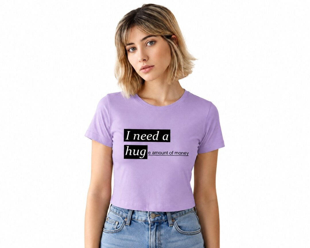 Money Printed Round Neck Crop Pre-customized Tshirt for Women
