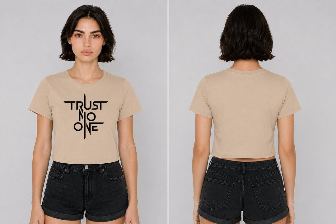 Trust Printed Round Neck Crop Pre-customized Tshirt for Women