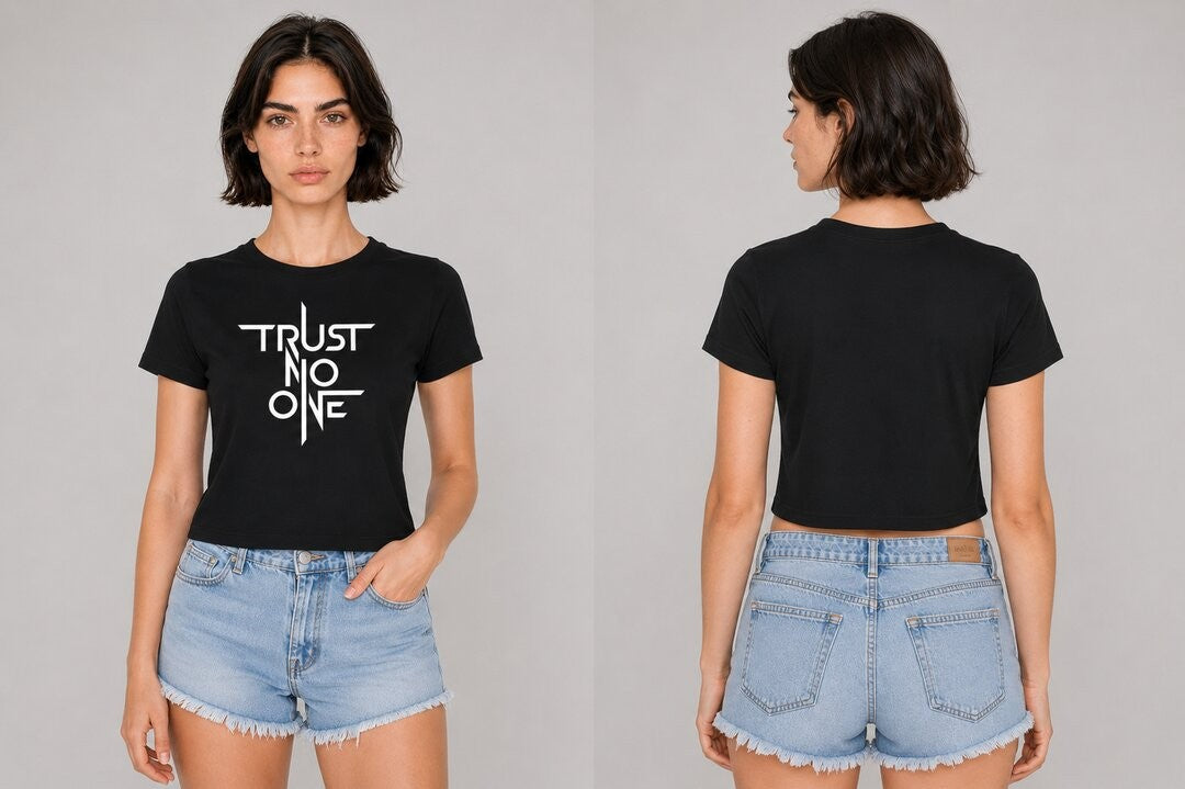 Trust Printed Round Neck Crop Pre-customized Tshirt for Women
