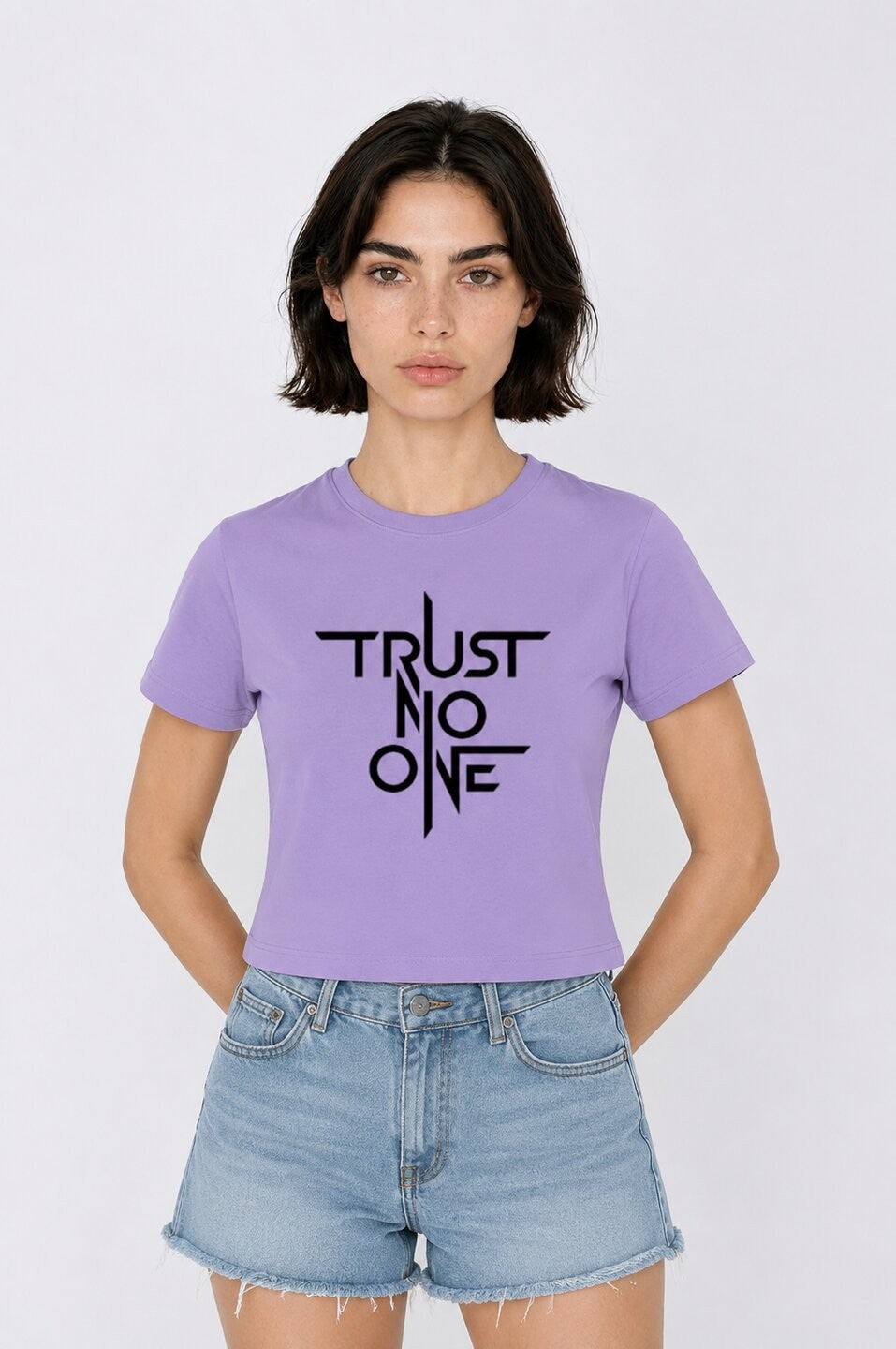 Trust Printed Round Neck Crop Pre-customized Tshirt for Women