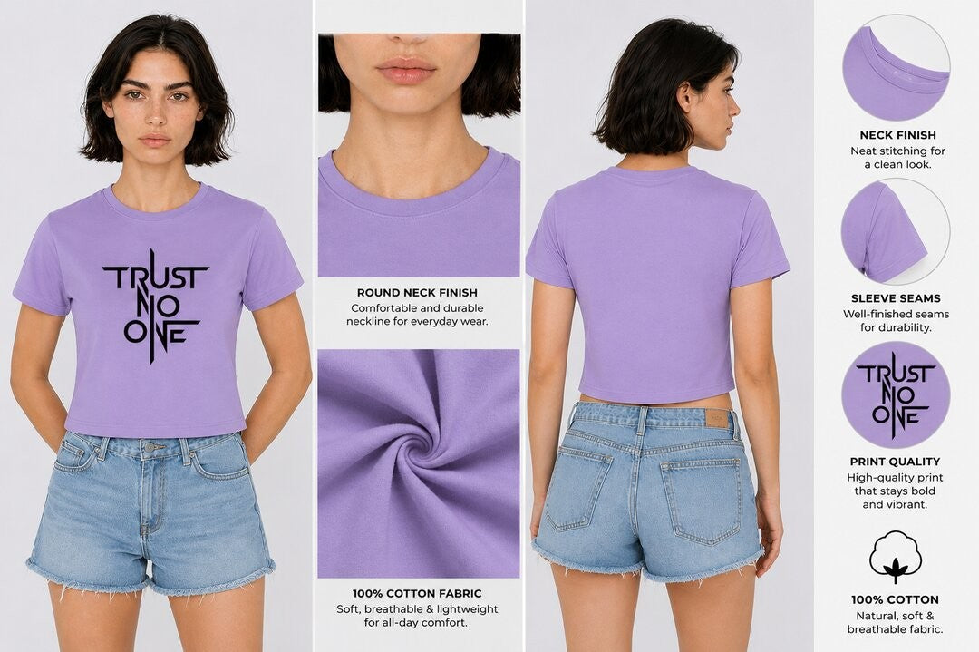 Trust Printed Round Neck Crop Pre-customized Tshirt for Women