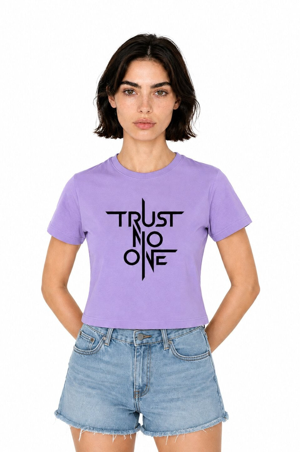 Trust Printed Round Neck Crop Pre-customized Tshirt for Women