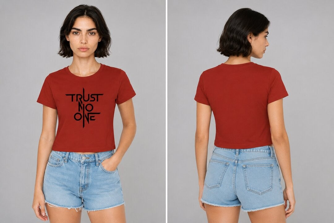 Trust Printed Round Neck Crop Pre-customized Tshirt for Women