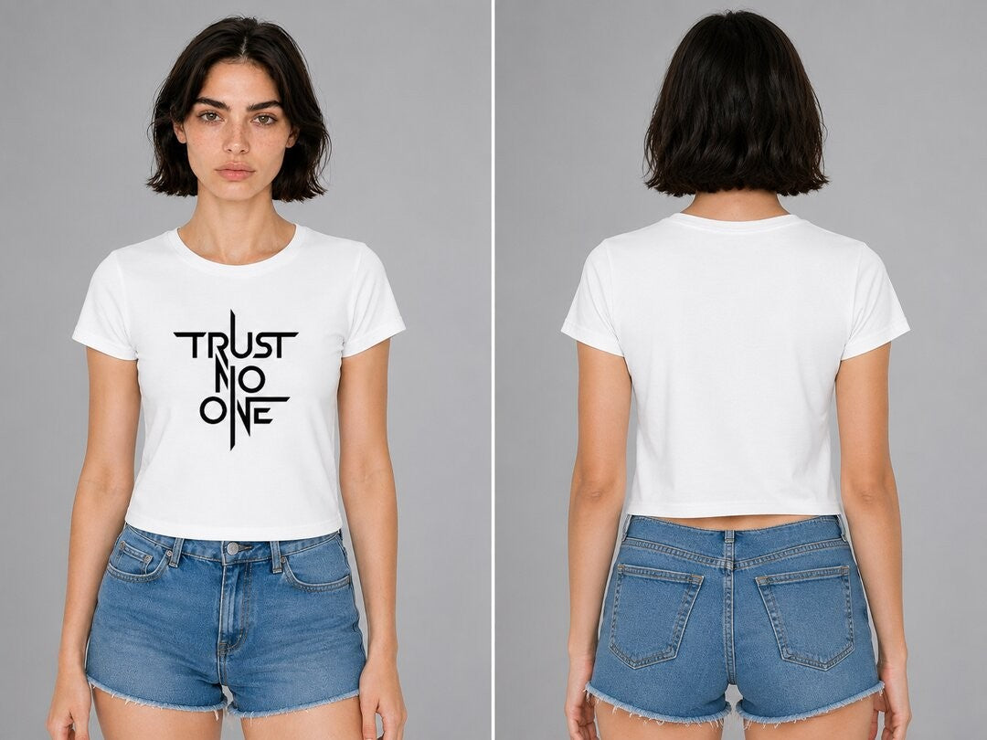 Trust Printed Round Neck Crop Pre-customized Tshirt for Women
