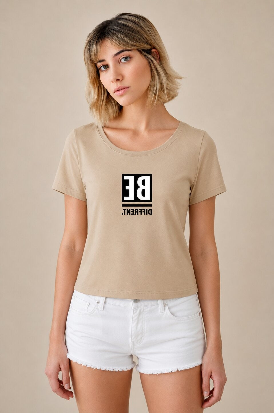 Be Confident Printed Round Neck Crop Pre-customized Tshirt for Women
