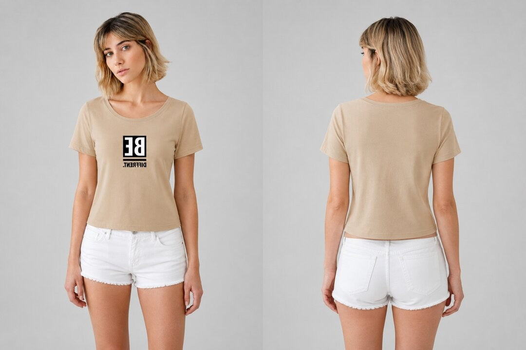 Be Confident Printed Round Neck Crop Pre-customized Tshirt for Women