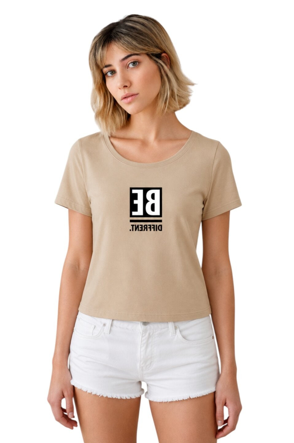 Be Confident Printed Round Neck Crop Pre-customized Tshirt for Women