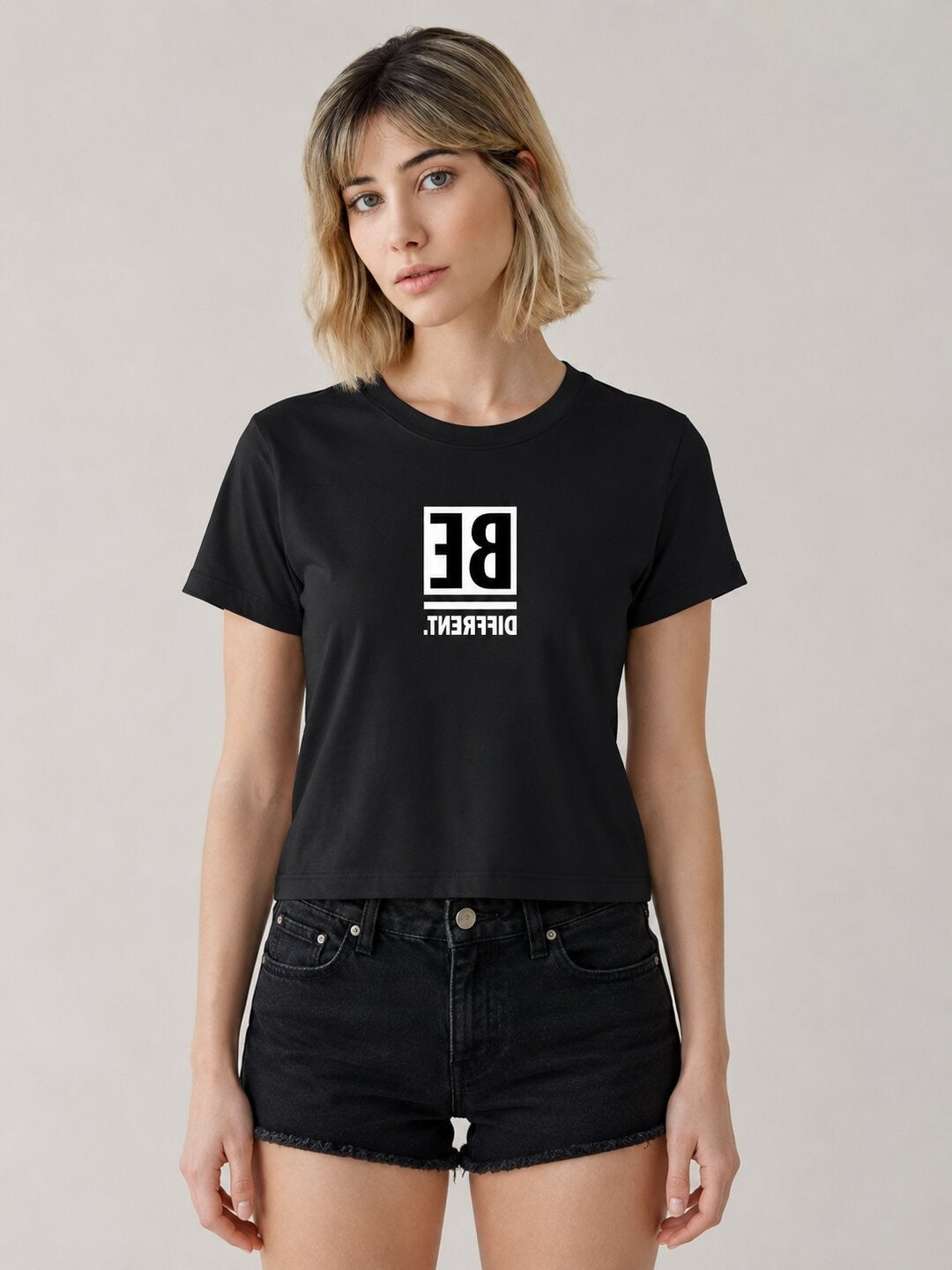 Be Confident Printed Round Neck Crop Pre-customized Tshirt for Women