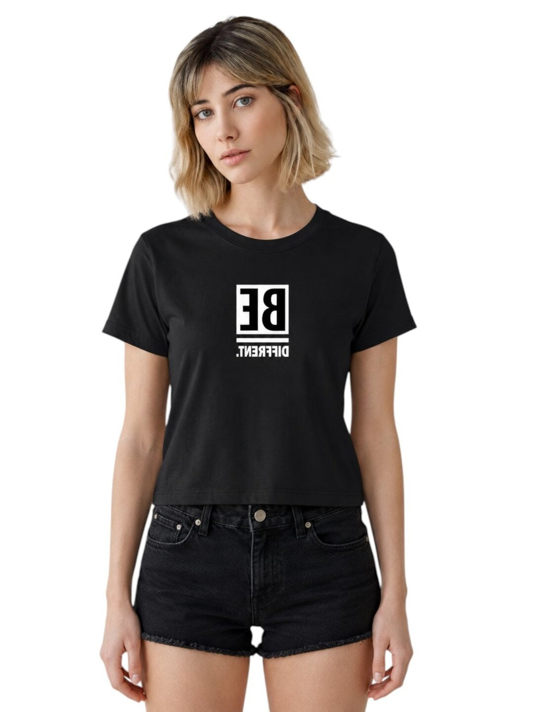 Be Confident Printed Round Neck Crop Pre-customized Tshirt for Women