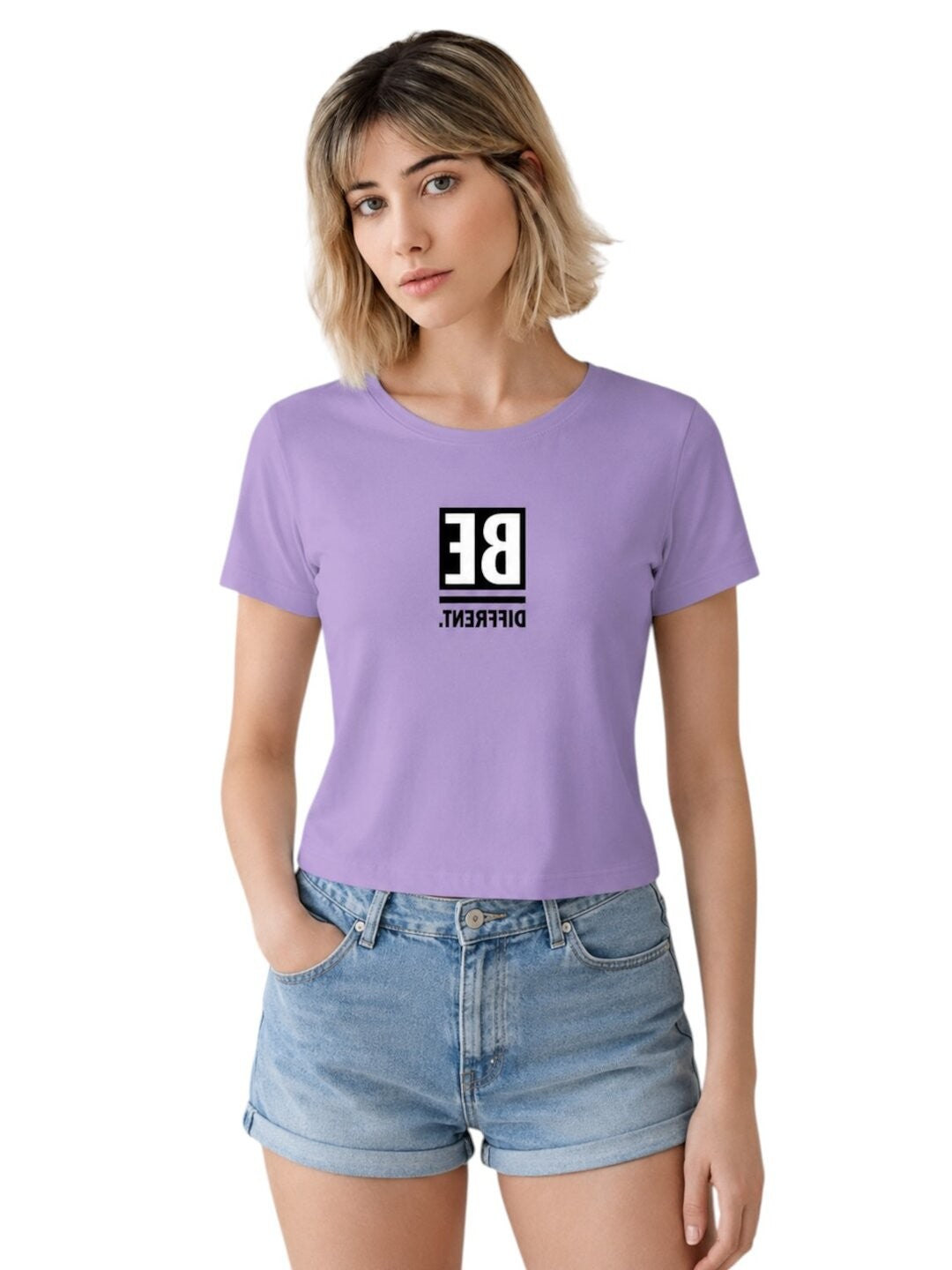 Be Confident Printed Round Neck Crop Pre-customized Tshirt for Women