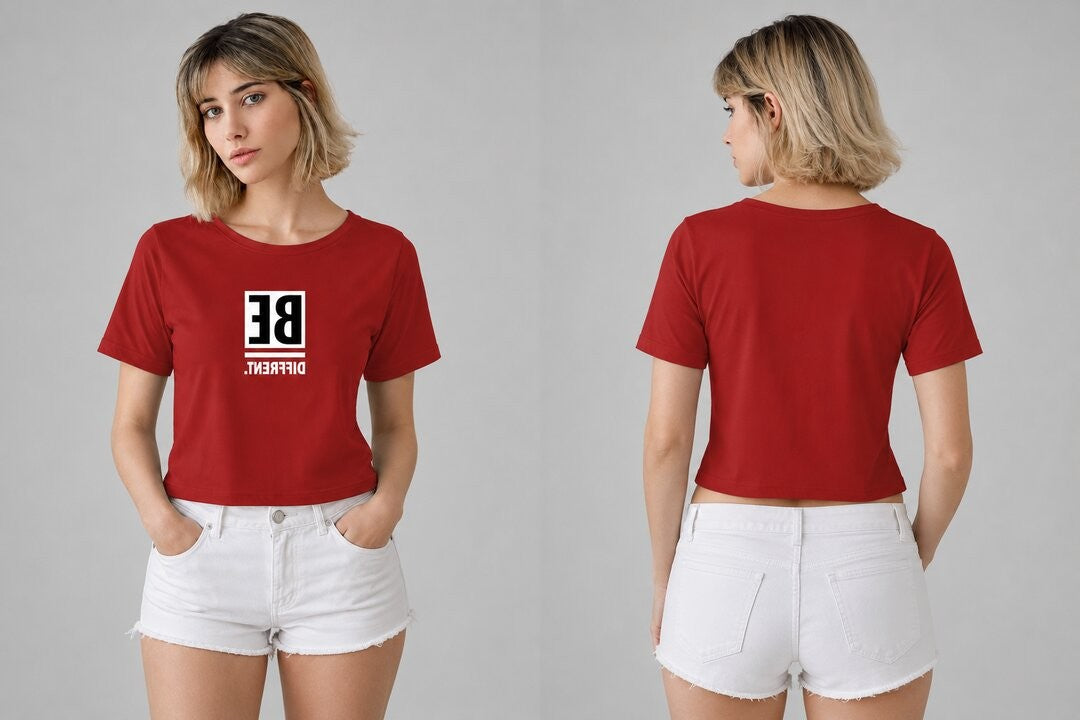 Be Confident Printed Round Neck Crop Pre-customized Tshirt for Women