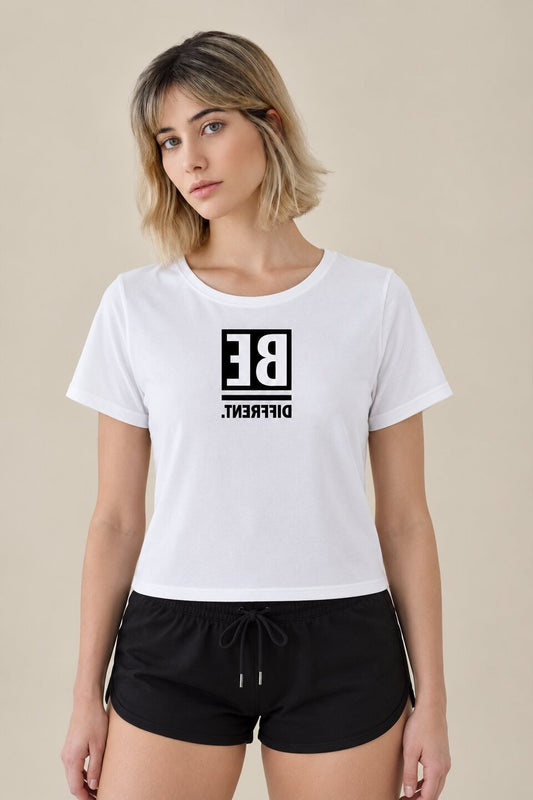Be Confident Printed Round Neck Crop Pre-customized Tshirt for Women