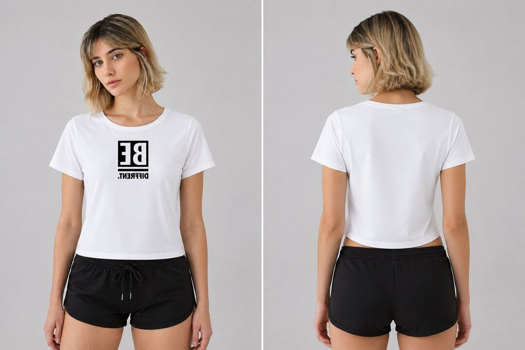 Be Confident Printed Round Neck Crop Pre-customized Tshirt for Women