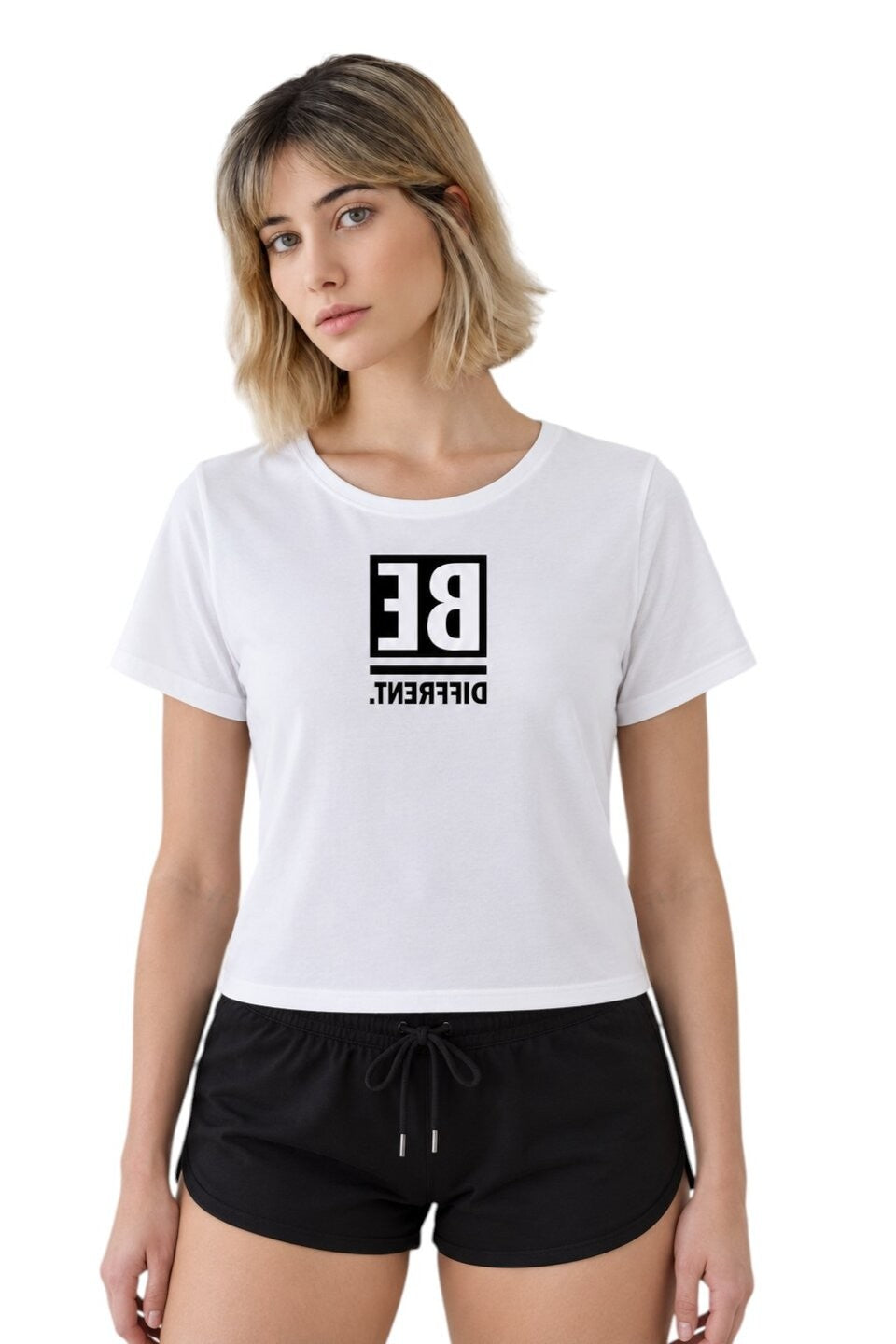 Be Confident Printed Round Neck Crop Pre-customized Tshirt for Women