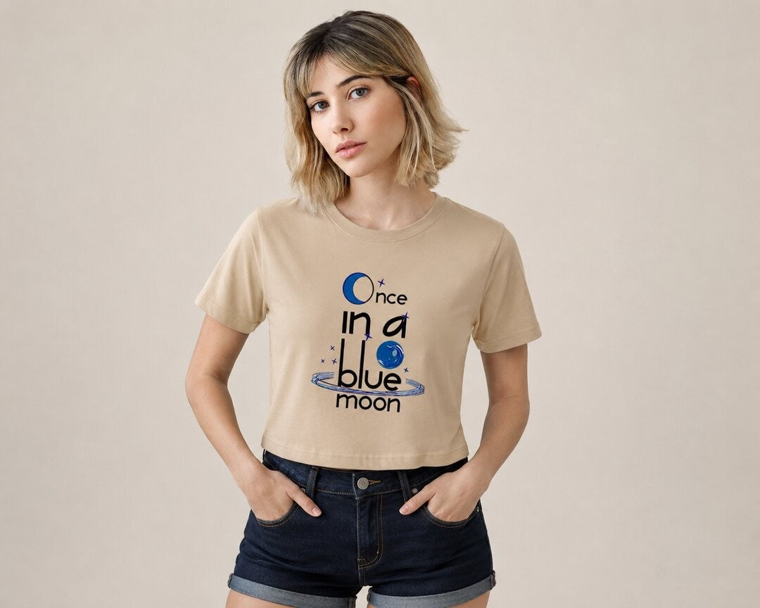 Quote Bloom Printed Round Neck Crop Pre-customized Tshirt for Women
