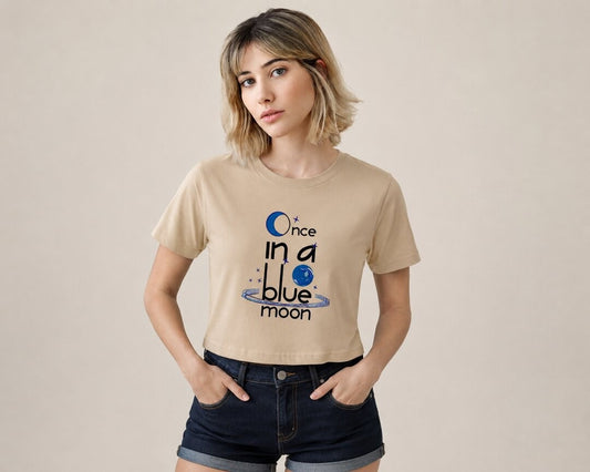 Quote Bloom Printed Round Neck Crop Pre-customized Tshirt for Women