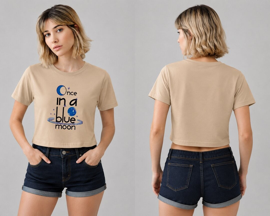 Quote Bloom Printed Round Neck Crop Pre-customized Tshirt for Women