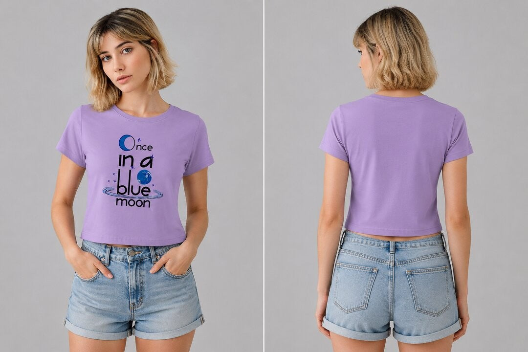 Quote Bloom Printed Round Neck Crop Pre-customized Tshirt for Women