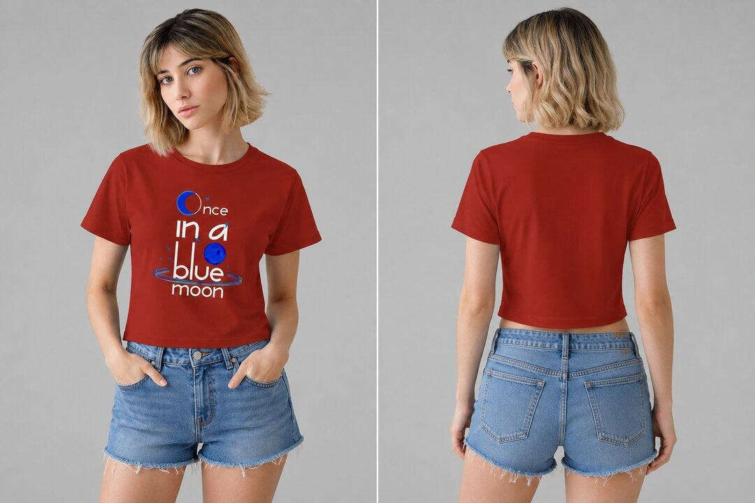 Quote Bloom Printed Round Neck Crop Pre-customized Tshirt for Women