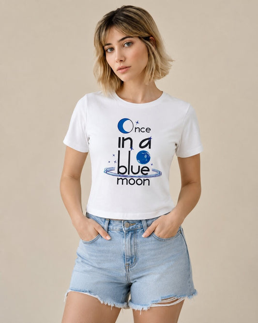 Quote Bloom Printed Round Neck Crop Pre-customized Tshirt for Women