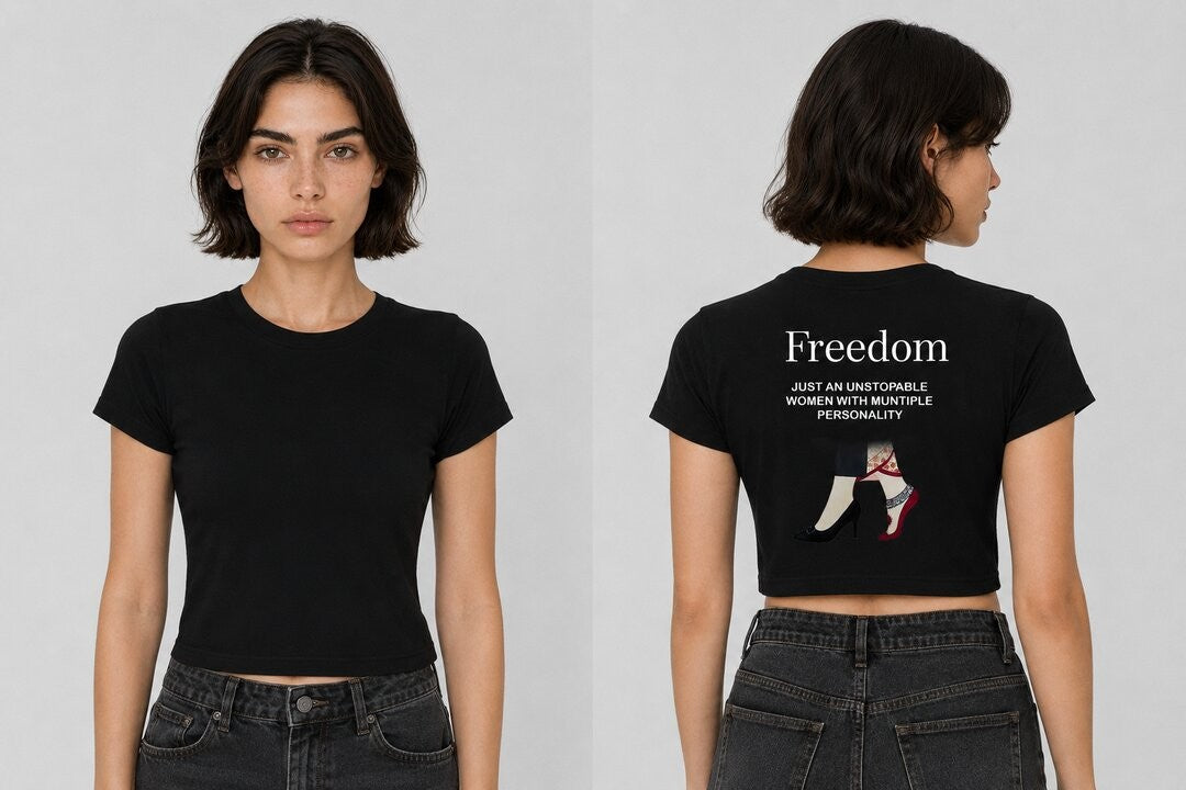 Freedom Printed Round Neck Crop Pre-customized Tshirt for Women