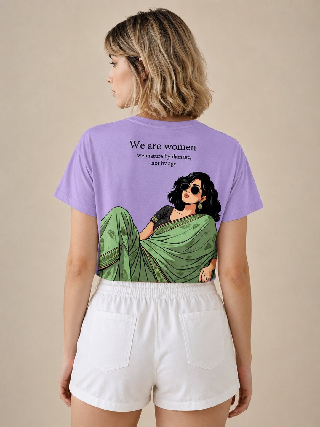 Desi Z Printed Round Neck Crop Pre-customized Tshirt for Women