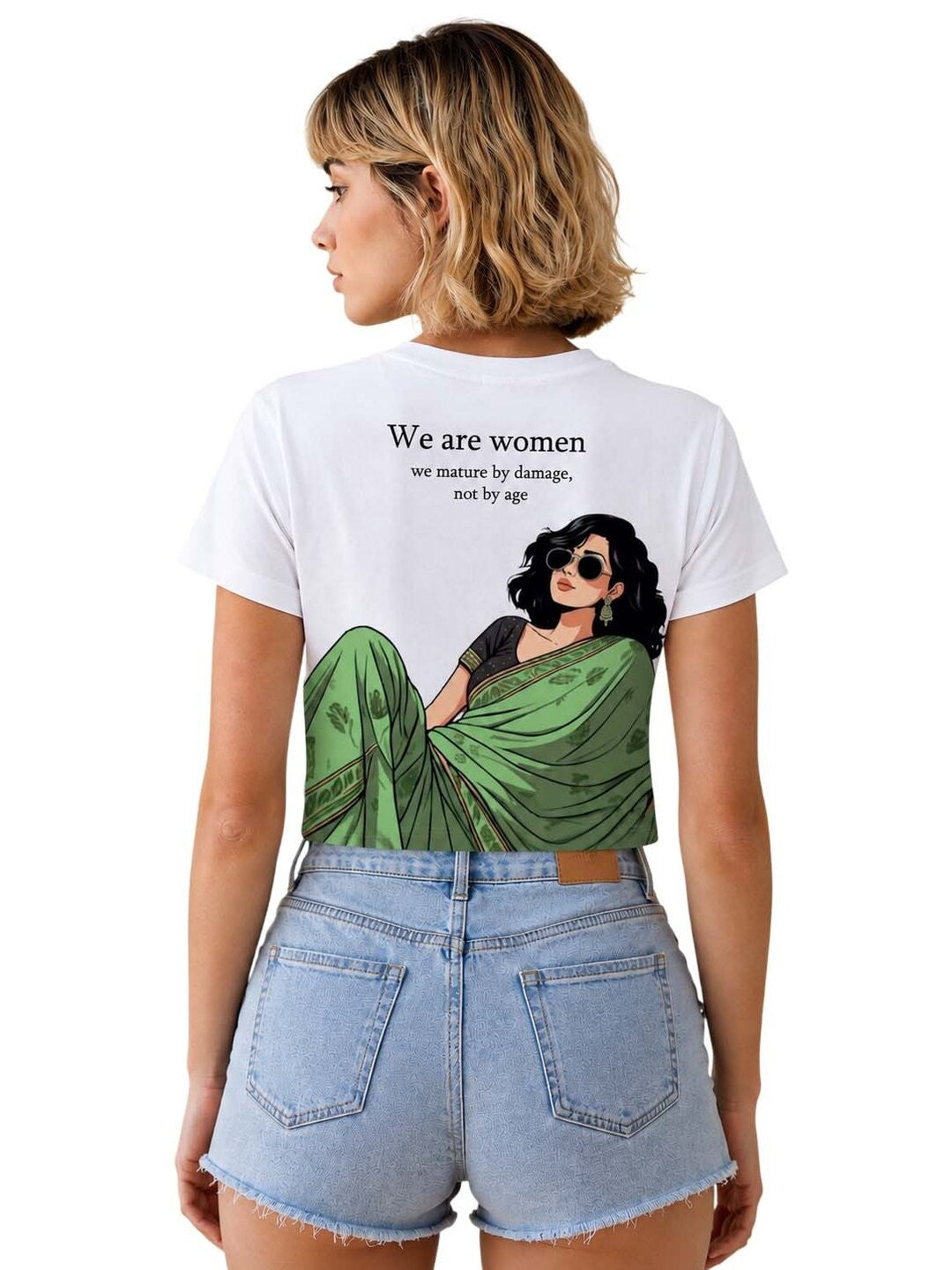 Desi Z Printed Round Neck Crop Pre-customized Tshirt for Women